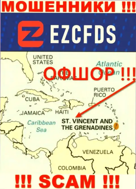 St. Vincent and the Grenadines - оффшорное место регистрации мошенников ЕЗЦФДС Ком, опубликованное на их сайте