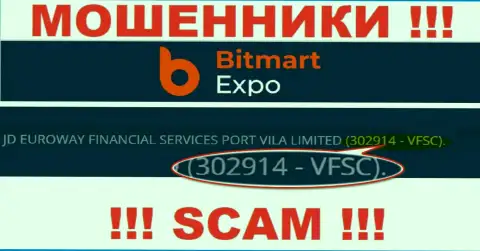 302914 - VFSC - это регистрационный номер Bitmart Expo, который показан на официальном онлайн-ресурсе организации