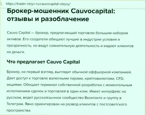 Cauvo Capital - это КИДАЛЫ !!! обзорная статья со свидетельством противоправных уловок