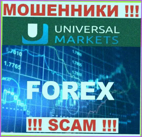 Не нужно совместно работать с интернет мошенниками UniversalMarkets, сфера деятельности которых Forex