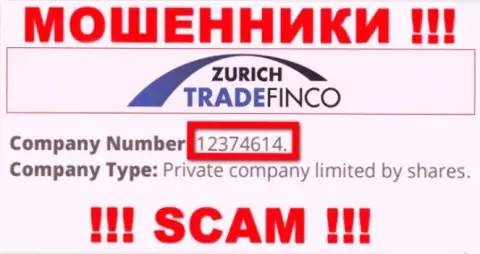 12374614 - это регистрационный номер ZurichTradeFinco, который указан на официальном веб-сервисе организации