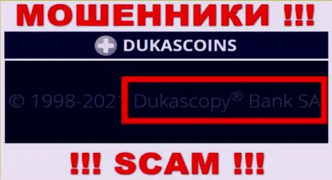 На официальном сайте DukasCoin сказано, что этой конторой руководит Dukascopy Bank SA