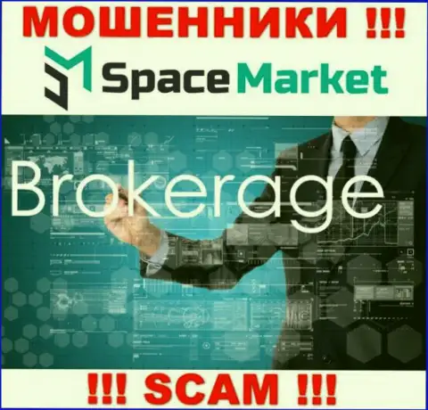 Направление деятельности преступно действующей компании Space Market - это Брокер