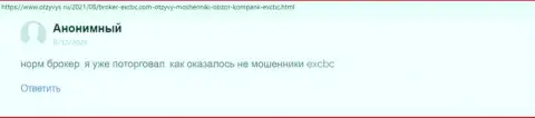 Онлайн-ресурс Otzyvys Ru поделился реальным отзывом валютного игрока об организации ЕХ Брокерс