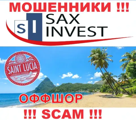Поскольку Сакс Инвест Лтд расположились на территории Saint Lucia, прикарманенные денежные вложения от них не забрать
