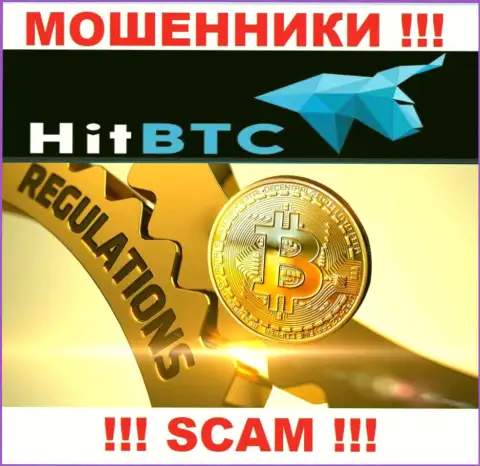 На web-ресурсе мошенников HitBTC Com не имеется ни слова о регуляторе конторы