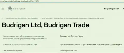 Мошенники Будриган Трейд попали в черный список Центробанка Российской Федерации