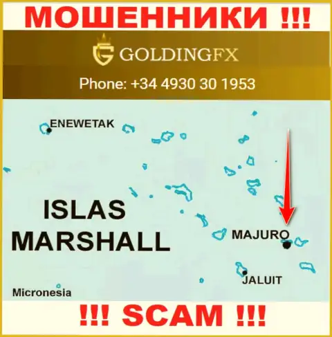 С мошенником Голдинг ФХ довольно-таки рискованно взаимодействовать, ведь они расположены в офшорной зоне: Majuro, Marshall Islands