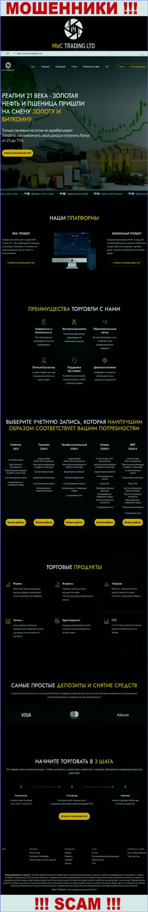 Скрин официального сайта жульнической компании МВКТрейдингЛтд Ком