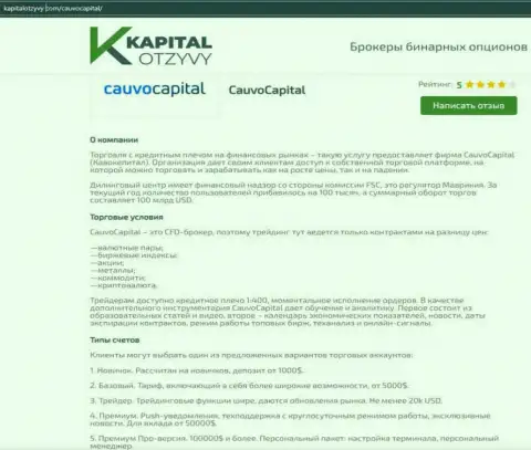 Ещё одна объективная информационная публикация об компании Cauvo Capital на интернет-ресурсе капиталотзывы ком
