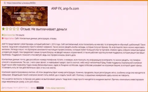 Обстоятельная картина жульничества форекс организации ANP FX в объективном отзыве forex игрока